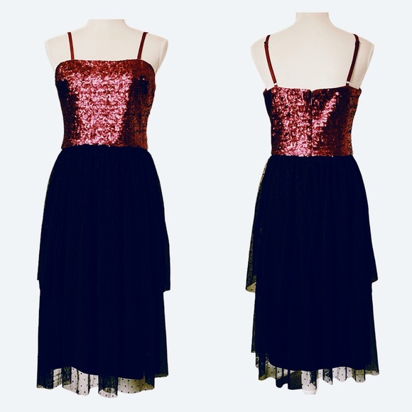 Dress The Population Kady Merlot Sequin Tiered Tulle Dress New With Tags - Picture 12 of 12